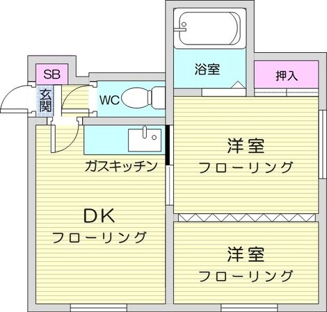 北３４条駅 徒歩9分 2階の物件間取画像